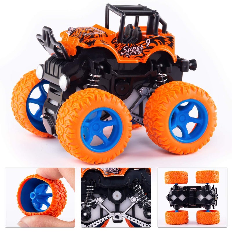 Lonandy Monster Truck Toys for Boys - Push and Go Inertia Stunt Car Toys for Toddlers Kids Age 3-8, Friction Powered Toy Cars Best Christmas Birthday Party Gift for Boys Girls 4 Pack - Image 5